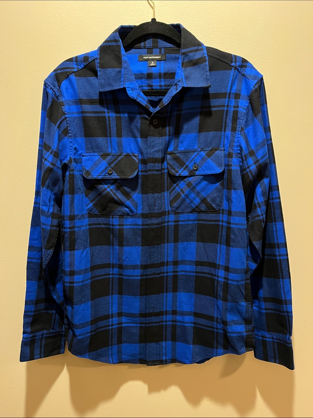 Port Authority Bright Black & Blue Plaid Button-Front Shirt
